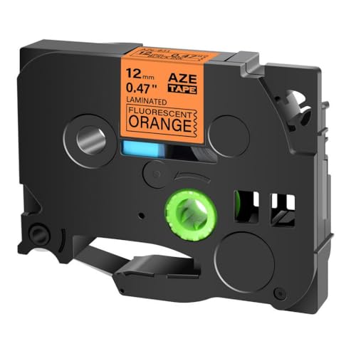 SRxBKC Etikettenklebeband Kompatibel mit Etikettenhersteller 12mm Ersatzbänder 231 631 221 241 251 Kompatibel mit Etikettendrucker(Black on Fluo Orange) von SRxBKC