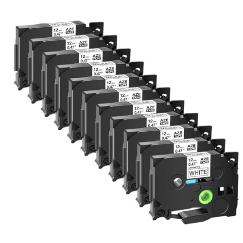 SRxBKC Kompatible 11pk Multicolor-Etikett-Klebeband TZE 231 631 12 mm Kompatibel mit TZ 531 131 Kompatibel mit Etikettdrucker Pt-H110 Pt-HD200(Black on White) von SRxBKC
