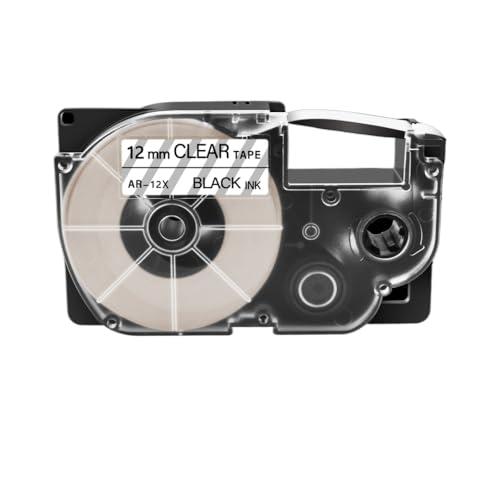 SRxBKC Kompatible 12-mm-Etikettenbänder Kompatibel mit XR-Etikettdrucker XR12WE XR-12x XR-9WE XR18WE Kompatibel mit KL120 KL60 KL130(Black on Clear) von SRxBKC
