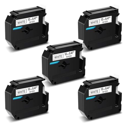 SRxBKC M-K231 MK231 131 431 Labelbandkapitibel Kompatibel mit PT-70BM PT-M95 PT-90 PT-55BM Label Maker 5/10pk Schwarz auf Weiß 12mm(10PK Black on red) von SRxBKC
