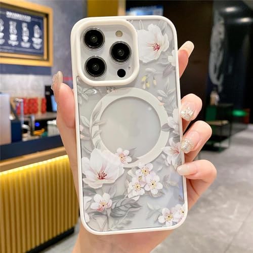 SSASMEU Modische Blumen-Blumen-transparente magnetische kabellose Ladehülle für iPhone 16 11 12 13 14 15 Pro Max, Harte Stoßstangenabdeckung, weiß, für iPhone 15 SSASMEU Modische Blumen-Blumen-transparente magnetische kabellose Ladehülle für iPhone 16 11 12 13 14 15 Pro Max, Harte Stoßstangenabdeckung, weiß, für iPhone 15 von SSASMEU