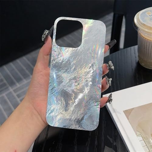 SSASMEU Stilvolle Illusionswelle Aurora Federmuster Telefon Rückseite Dekorative Folie für iPhone 16 15 14 13 12 11 Pro Max X XS XR 7 8 Plus, 1 Glacial, für iPhone 16 Plus von SSASMEU