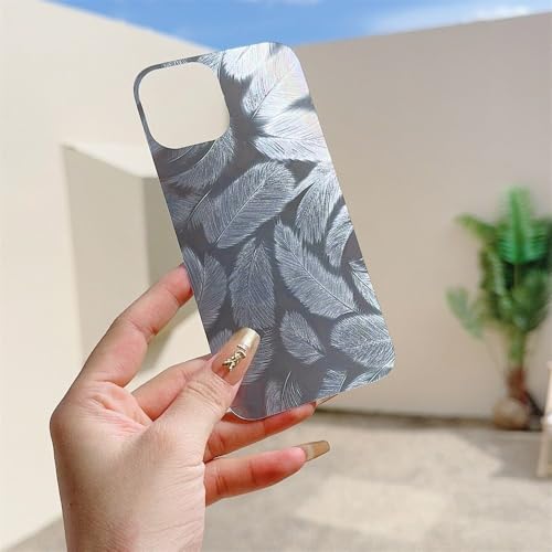 SSASMEU Stilvolle Illusionswelle Aurora Federmuster Telefon Rückseite Dekorative Folie für iPhone 16 15 14 13 12 11 Pro Max X XS XR 7 8 Plus, 6 Feder, für iPhone 12 Mini von SSASMEU