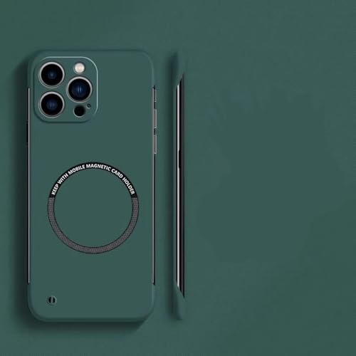 SSASMEU Ultradünne, Harte, magnetische, rahmenlose Handyhülle aus PC für iPhone 16 Pro Max 15 14 13 12 11 Pro Max, Matte, einfarbige Hülle, grün, für iPhone 15 Pro von SSASMEU