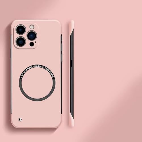 SSASMEU Ultradünne, Harte, magnetische, rahmenlose Handyhülle aus PC für iPhone 16 Pro Max 15 14 13 12 11 Pro Max, Matte Farbe, solide Abdeckung, Pink, für iPhone 11 ProMax von SSASMEU