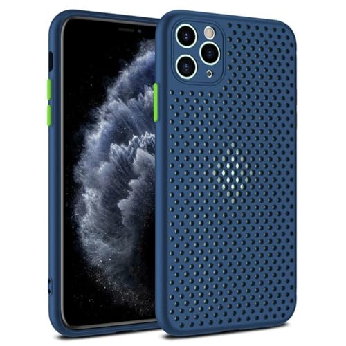 SSASMEU Wärmekühlhülle für iPhone 7 8 X XR Xs Max 11 14 15 Plus 13 12 Pro Max Mini SE 2020 Atmungsaktive Mesh-Schutzhülle, Dunkelblau, Für iPhone SE 2020 von SSASMEU