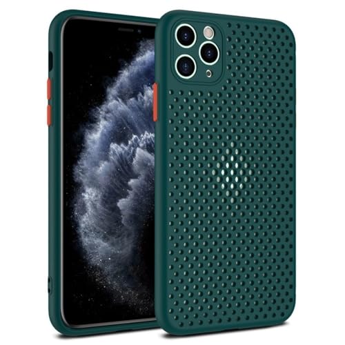 SSASMEU Wärmekühlhülle für iPhone 7 8 X XR Xs Max 11 14 15 Plus 13 12 Pro Max Mini SE 2020 Atmungsaktive Mesh-Schutzhülle, Dunkelgrün, Für iPhone 14 ProMax von SSASMEU