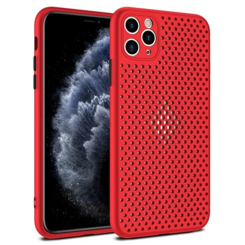 SSASMEU Wärmekühlhülle für iPhone 7 8 X XR Xs Max 11 14 15 Plus 13 12 Pro Max Mini SE 2020 Atmungsaktive Mesh-Schutzhülle, rot, für iPhone 13 Pro Max von SSASMEU