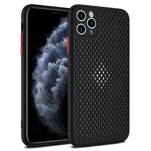 SSASMEU Wärmekühlhülle für iPhone 7 8 X XR Xs Max 11 14 15 Plus 13 12 Pro Max Mini SE 2020 Atmungsaktive Netzschutzhülle, Schwarz, Für iPhone 15 Plus von SSASMEU