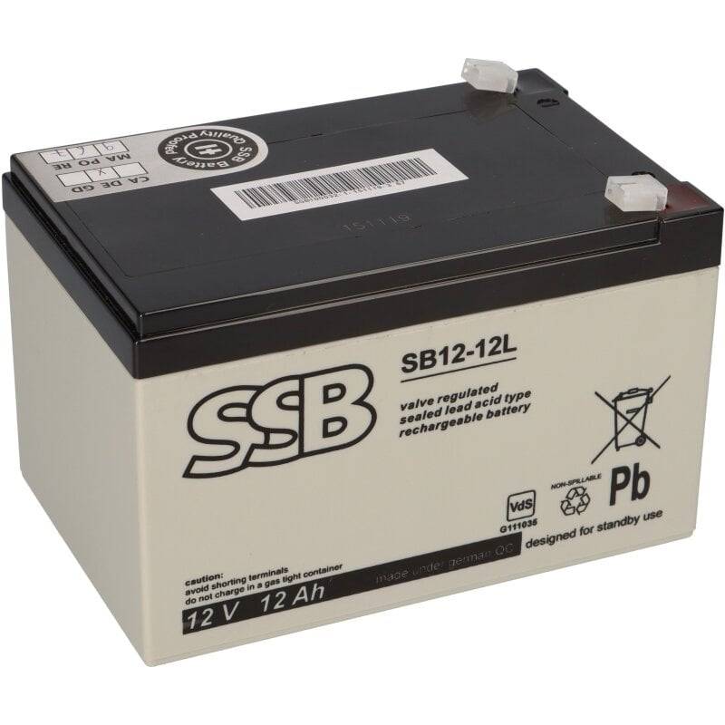 SSB Blei Akku SB12-12L 12V 12Ah 6,3mm Faston mit VdS von SSB Battery