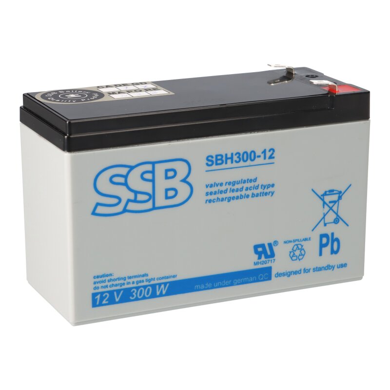 SSB Blei Akku SBH 300-12 AGM Batterie 6,3mm Faston - 12V 8,5Ah 277W SSB Blei Akku SBH 300-12 AGM Batterie 6,3mm Faston - 12V 8,5Ah 277W von SSB Battery