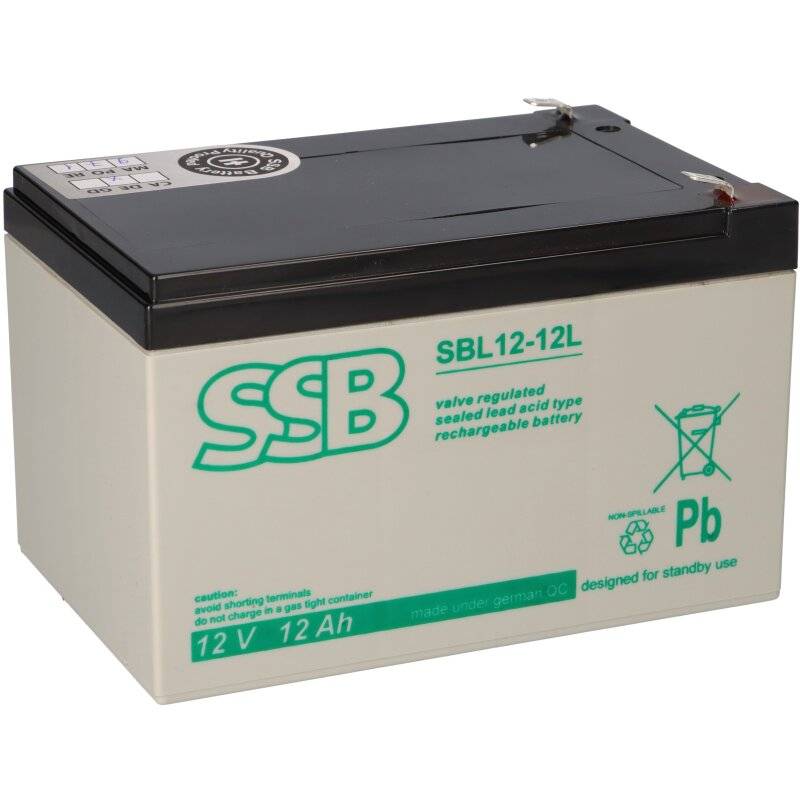 SSB Blei Akku SBL 12-12L AGM Batterie 6,3mm Faston - 12V 12Ah von SSB Battery