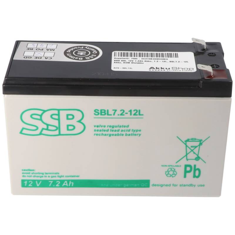 SSB SBL 12V 7,2Ah Akku, 7.2-12L, SBL7.2-12L Akku, AGM Bleiakku von SSB Battery
