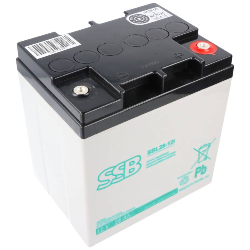 SSB SBL28-12i Akku 12 Volt 28 Ah 165 x 125 x 175 mm mit M5 Schraubanschluss, passend für z.B. USV, Telekommunikation und Sicherheitsstromversorgung von SSB Battery