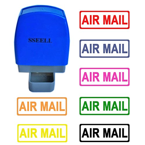 SSEELL Air Mail selbstfärbender Gummistempel, selbstfärbend, vorgefärbt, nachfüllbar, für Büro, Arbeit, Unternehmen, Schule, Schreibwaren, Stempel mit Rahmenlinie, Pink von SSEELL