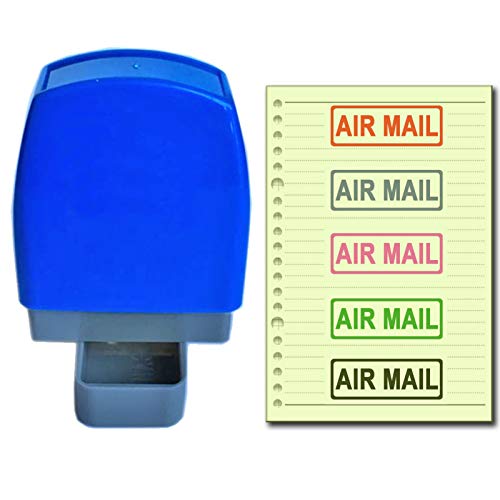 SSEELL Air Mail selbstfärbender Gummistempel, selbstfärbend, vorgefärbt, nachfüllbar, für Büro, Arbeit, Unternehmen, Schule, Schreibwaren, Stempel mit Rahmenlinie, blaue Tinte von SSEELL