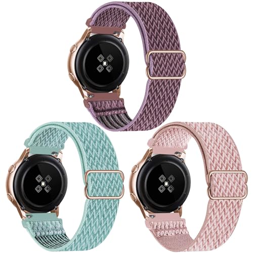 SSEIHI 20mm 3pack Nylon Armband Kompatibel mit Samsung Galaxy Watch 6/5/5 Pro/4 40mm 44mm,Watch 4 Classic/Active 2/Watch 3 41mm/Gear S2 Classic,Smokey Mauve/MarineGreen/RosePink,20mm von SSEIHI