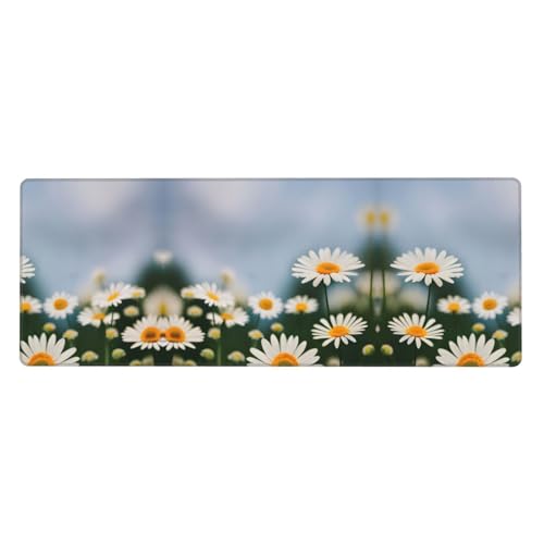 Außergewöhnlich strapazierfähige Schreibtischunterlage mit Gänseblümchen-Motiv, Polyester und Gummi für Büro, Gaming und Arbeitszimmer von SSIMOO