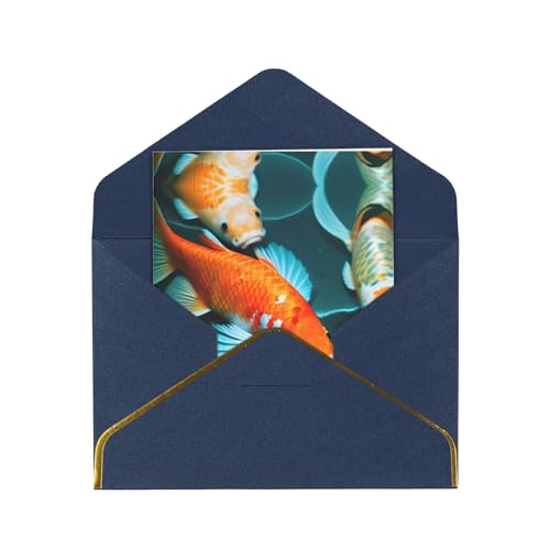 SSIMOO Luxus Grußkarten Koi Fisch Exquisite Perle Papier Weihnachtskarten für Feiertage und Geburtstage von SSIMOO