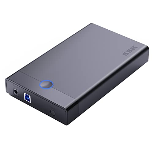 SSK 3,5 Festplattengehäuse, USB 3.0 zu SATA HDD Caddy für 2,5 3,5 Zoll SATA SSD/HDD bis zu 20 TB, werkzeugloses externes Festplattengehäuse-Lesegerät, unterstützt UASP Trim von SSK