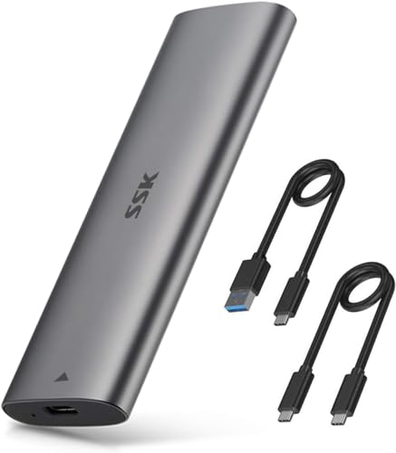 SSK Aluminium M.2 auf USB NVMe SATA SSD Gehäuse, werkzeugloser USB 3.2 Gen 2 10 Gbit/s NVMe PCI-E 6 Gbit/s SATA M-Key / B+M Key SSD externer Adapter mit UASP-Trim, für SSDs 2242 2260 2280 2230 SSK Aluminium M.2 auf USB NVMe SATA SSD Gehäuse, werkzeugloser USB 3.2 Gen 2 10 Gbit/s NVMe PCI-E 6 Gbit/s SATA M-Key / B+M Key SSD externer Adapter mit UASP-Trim, für SSDs 2242 2260 2280 2230 von SSK