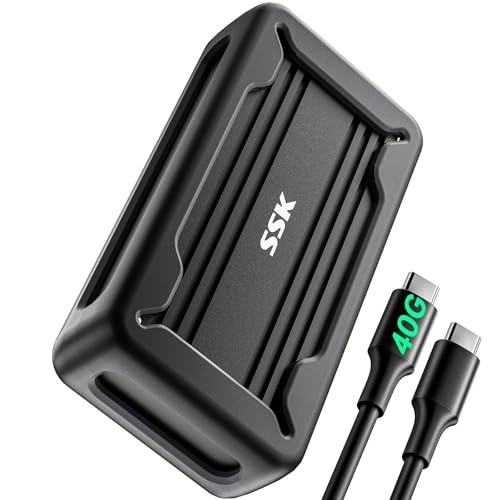SSK M.2 SSD Gehäuse 40Gbps, USB4 NVMe Gehäuse USB C Kompatibel für Thunderbolt 4/3, Aluminiumlegierung Festplattengehäuse mit M.2 M-Key 2280/2260/2242/2230 SSD Adapter mit LED-Anzeige SSK M.2 SSD Gehäuse 40Gbps, USB4 NVMe Gehäuse USB C Kompatibel für Thunderbolt 4/3, Aluminiumlegierung Festplattengehäuse mit M.2 M-Key 2280/2260/2242/2230 SSD Adapter mit LED-Anzeige von SSK