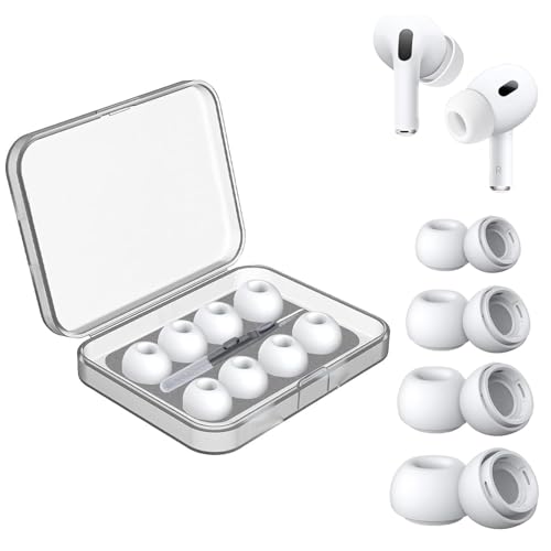 SSKHE 4 Paar Ersatz-Ohrstöpsel für Airpods Pro/Airpods Pro 2, rutschfeste Silikon-Ohrhörer mit Geräuschunterdrückungslöchern, mit Reinigungsstift, Poliertuch und tragbarer Aufbewahrungstasche SSKHE 4 Paar Ersatz-Ohrstöpsel für Airpods Pro/Airpods Pro 2, rutschfeste Silikon-Ohrhörer mit Geräuschunterdrückungslöchern, mit Reinigungsstift, Poliertuch und tragbarer Aufbewahrungstasche von SSKHE