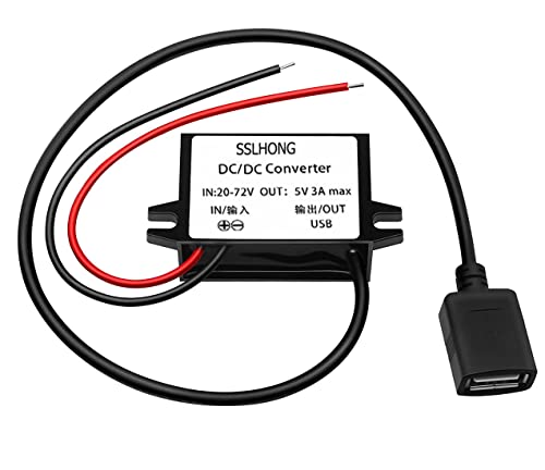SSLHONG DC 20–72 V auf DC 5 V 3 A Step-Down-Konverter Buck-Modul USB-Ausgang Power Adapter (Standard USB) von SSLHONG