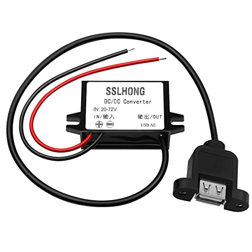 SSLHONG DC 20–72 V auf DC 5 V 3 A Step-Down-Konverter Buck-Modul USB-Ausgang Power Adapter (USB A mit Ohr) von SSLHONG