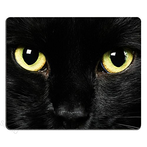 SSOIU Personalisiertes, einzigartiges Design, längliches Mauspad, schwarzes Katzengesicht von SSOIU