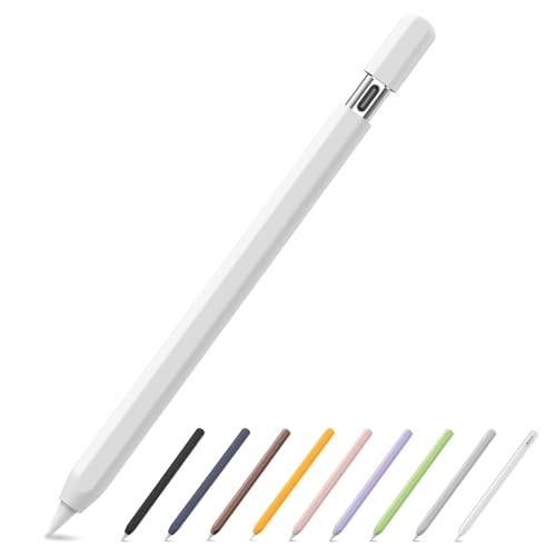 SSS·GRGB Ultra Dünn Silikon Federmäppchen für Apple Pencil (USB-C) 2023 Zubehör für Apple Pencil Double Tap Silikon Pencil Sleeve (Grau, 1 Pack) von SSS·GRGB