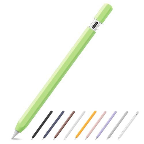 SSS·GRGB Ultra Dünn Silikon Federmäppchen für Apple Pencil (USB-C) 2023 Zubehör für Apple Pencil Double Tap Silikon Pencil Sleeve (Grün, 1 Pack) von SSS·GRGB