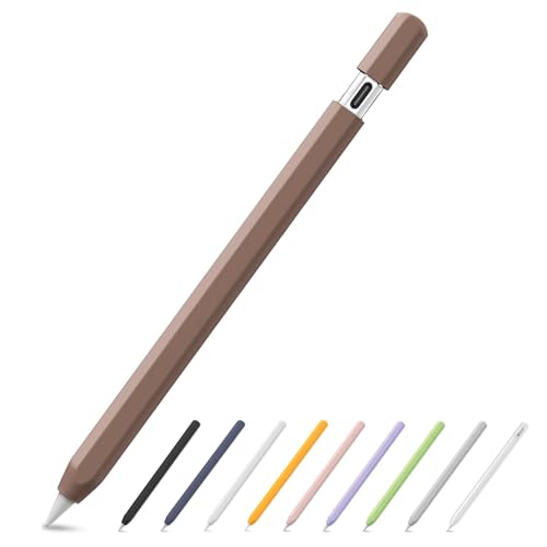 SSS·GRGB Ultra Dünn Silikon Federmäppchen für Apple Pencil (USB-C) 2023 Zubehör für Apple Pencil Double Tap Silikon Pencil Sleeve (Khaki, 1 Pack) von SSS·GRGB