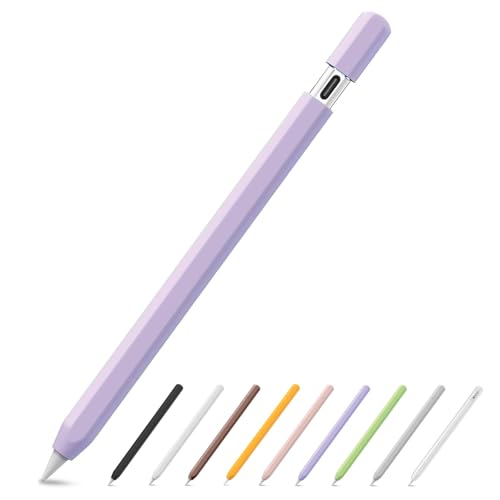 SSS·GRGB Ultra Dünn Silikon Federmäppchen für Apple Pencil (USB-C) 2023 Zubehör für Apple Pencil Double Tap Silikon Pencil Sleeve (Lila, 1 Pack) von SSS·GRGB
