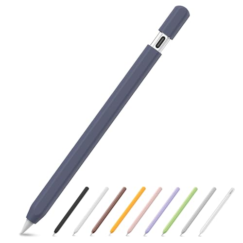 SSS·GRGB Ultra Dünn Silikon Federmäppchen für Apple Pencil (USB-C) 2023 Zubehör für Apple Pencil Double Tap Silikon Pencil Sleeve (Mitternachtsblau, 1 Pack) von SSS·GRGB