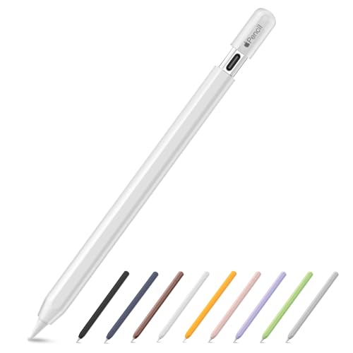 SSS·GRGB Ultra Dünn Silikon Federmäppchen für Apple Pencil (USB-C) 2023 Zubehör für Apple Pencil Double Tap Silikon Pencil Sleeve (Transparent, 1 Pack) von SSS·GRGB