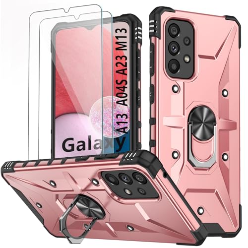 Hülle für Samsung Galaxy A13 4G/5G / A04S /A23 / M13 mit 2 Stück Schutzfolie & Metall Ring Ständer Schutzhülle für A04S Handyhülle Stoßfest Bumper Cover Silikon für Samsung A13/A04S Case - Rosé Gold Hülle für Samsung Galaxy A13 4G/5G / A04S /A23 / M13 mit 2 Stück Schutzfolie & Metall Ring Ständer Schutzhülle für A04S Handyhülle Stoßfest Bumper Cover Silikon für Samsung A13/A04S Case - Rosé Gold von SSUIS