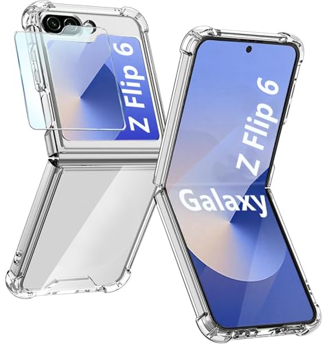 Z Flip 6 Clear Hülle für Samsung Galaxy Z Flip 6 5G Hülle Durchsichtige mit Front Schutzfolie Schutzhülle für Samsung Z Flip6 hülle TPU Silikon Stoßfest Kratzfest Cover für Flip 6 klar - Transparent Z Flip 6 Clear Hülle für Samsung Galaxy Z Flip 6 5G Hülle Durchsichtige mit Front Schutzfolie Schutzhülle für Samsung Z Flip6 hülle TPU Silikon Stoßfest Kratzfest Cover für Flip 6 klar - Transparent von SSUIS