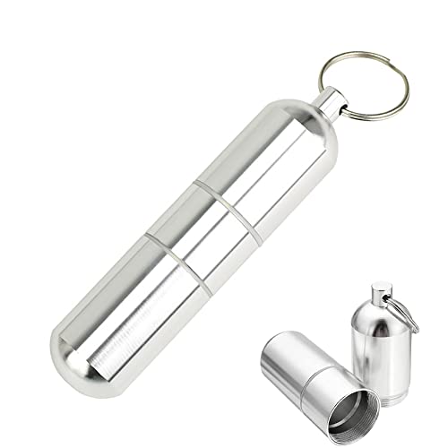 luou Alu Schlüsselanhänger Tabletten box Mini Pillen Dose Wasserdichter Pillenbox Pillendose Schlüsselanhänger Tablettenbox Pille Box Kleine Tablettendose Für Unterwegs(Silber) von SSyang