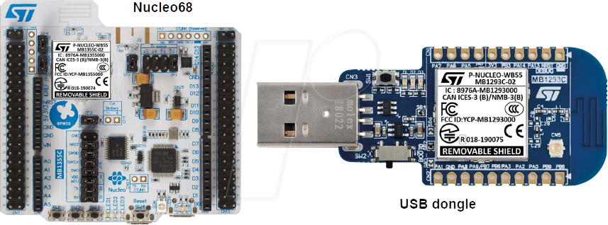 P-NUCLEO-WB55 - Nucleo-68, STM32WB55-Development-Kit, Bluetooth 5 inkl. USB dong von ST MICROELECTRONICS