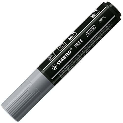Acrylmarker - STABILO FREE Acrylic - T800C Keilspitze 4-10mm - Einzelstift - dunkelgrau von STABILO