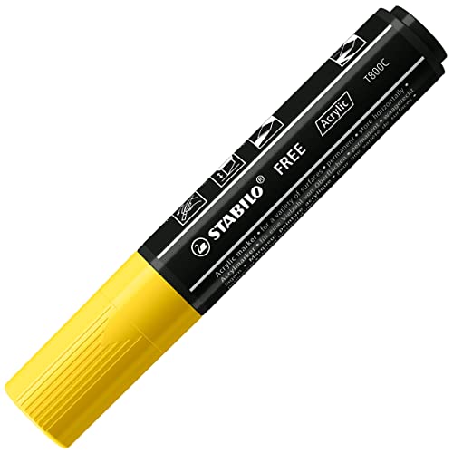 Acrylmarker - STABILO FREE Acrylic - T800C Keilspitze 4-10mm - Einzelstift - gelb von STABILO