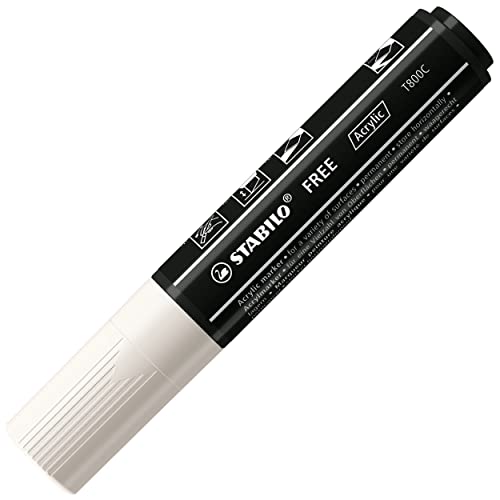 Acrylmarker - STABILO FREE Acrylic - T800C Keilspitze 4-10mm - Einzelstift - weiß von STABILO