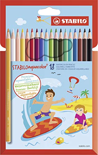 Aquarell-Buntstift - STABILO aquacolor - 18er Pack - mit 18 verschiedenen Farben von STABILO