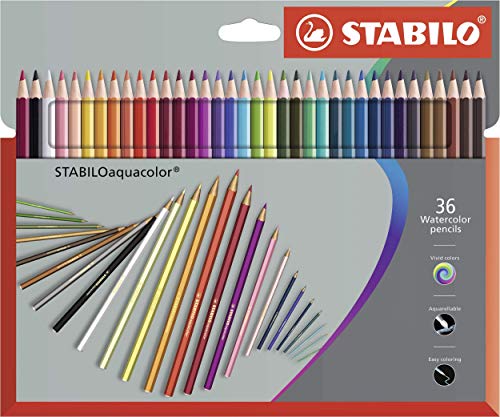 Aquarell-Buntstift - STABILO aquacolor - 36er Pack - mit 36 verschiedenen Farben von STABILO