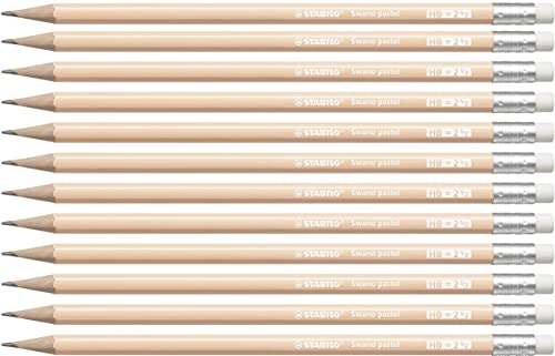 STABILO - Bleistift mit Radierer - Swano Pastel - Härtegrad HB - 12er Pack - aprikose von STABILO