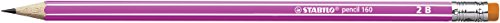 Bleistift mit Radiergummi - STABILO pencil 160 in pink - Einzelstift - Härtegrad 2B von STABILO