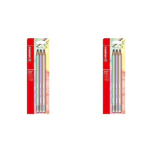 Bleistift mit Radiergummi - STABILO swano Pastel - 2x 6er Pack - in 6 verschiedenen Farben - Härtegrad HB von STABILO