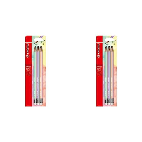 STABILO - Bleistift mit Radiergummi - swano Pastel - 2x 6er Pack - in 6 verschiedenen Farben - Härtegrad HB von STABILO