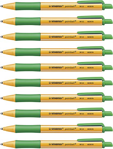 STABILO - Druck-Kugelschreiber - pointball - 10er Pack - grün von STABILO